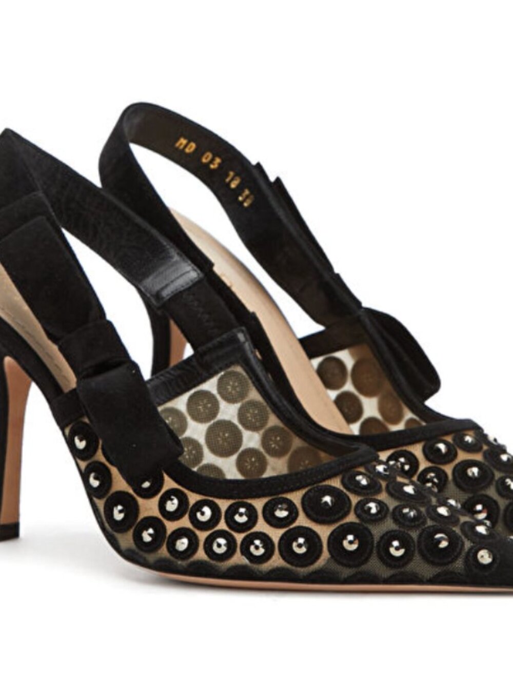 Dior J'Adior Black Suede Slingback Pumps with Crystals